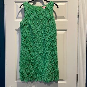 Lilly Pulitzer Green Crocheted Floral Dress Size 6